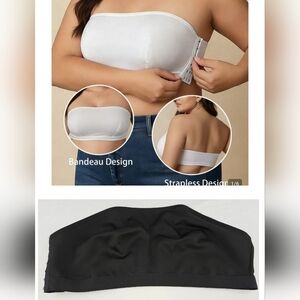 4X Black Strapless Bandeau Bra Side Closure Non-Padded No Slip Strip 1943-O